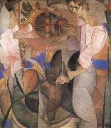 Diego Rivera The Girl beside of Well oil painting on canvas